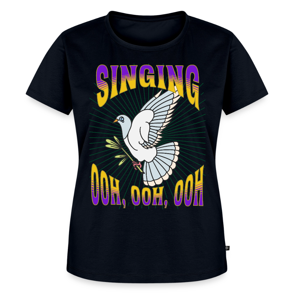 White Winged Dove Singing Ladies T-Shirt - navy