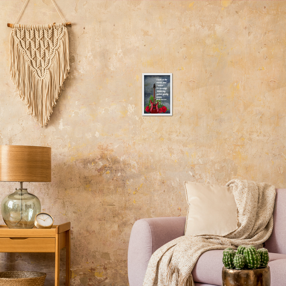 While My Guitar Gently Weeps - Music Quote Framed Print Gelato