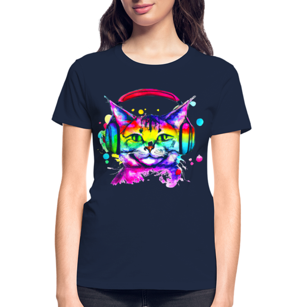 Happy Cat With Headphones T-Shirt SPOD