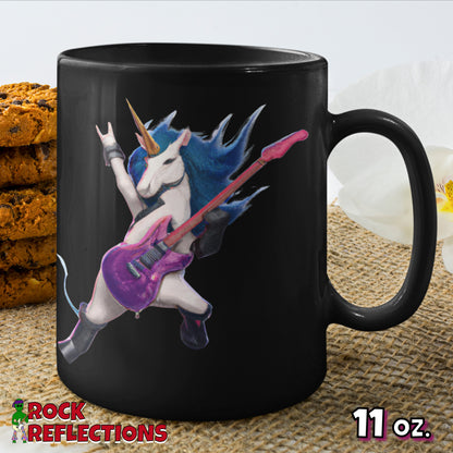 Unicorn Rock Black Mug CustomCat