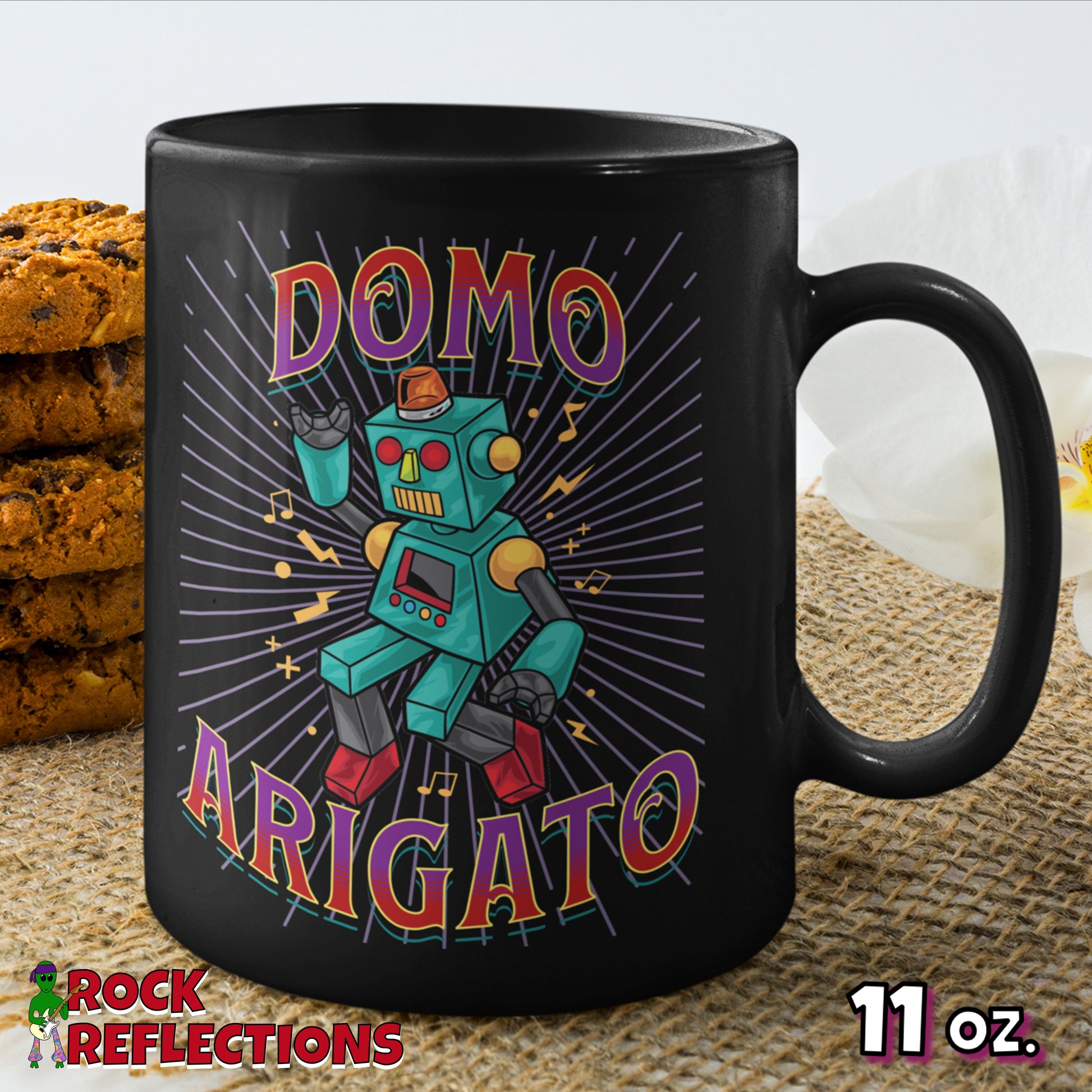 Domo Arigato Black Mug CustomCat