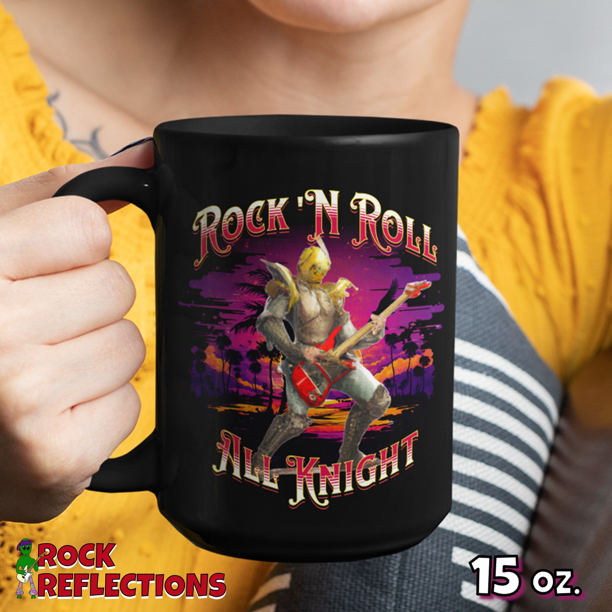 Rock N Roll All Knight Black Mug CustomCat
