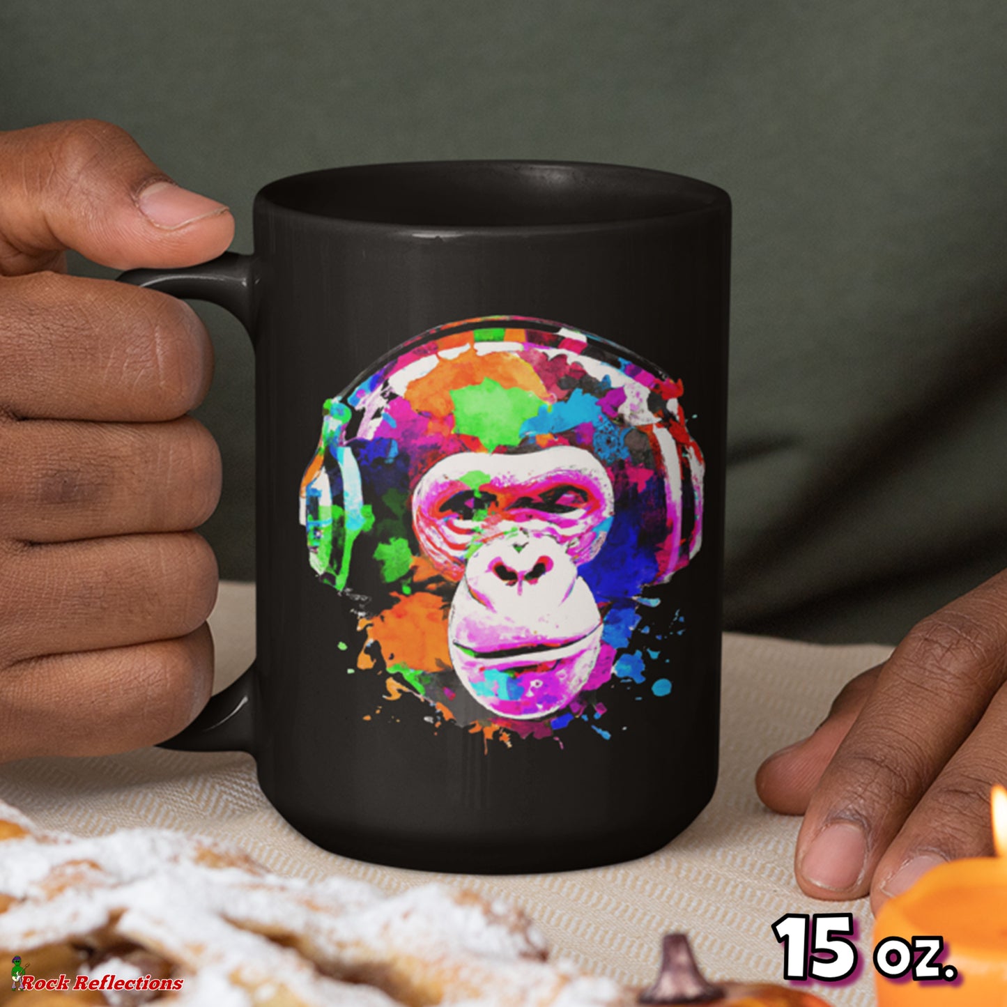 Chimp Tunes Black Mug CustomCat