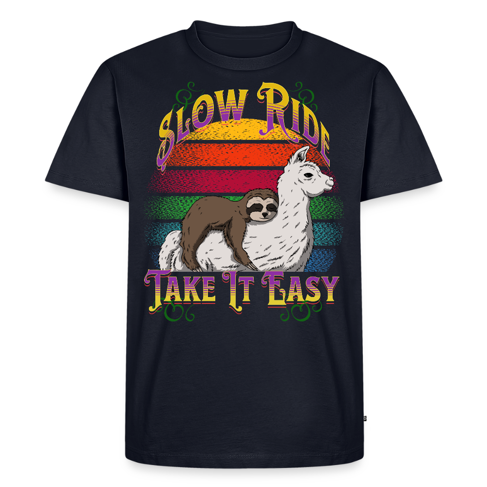 Slow Ride Sloth & Llama T-Shirt - navy