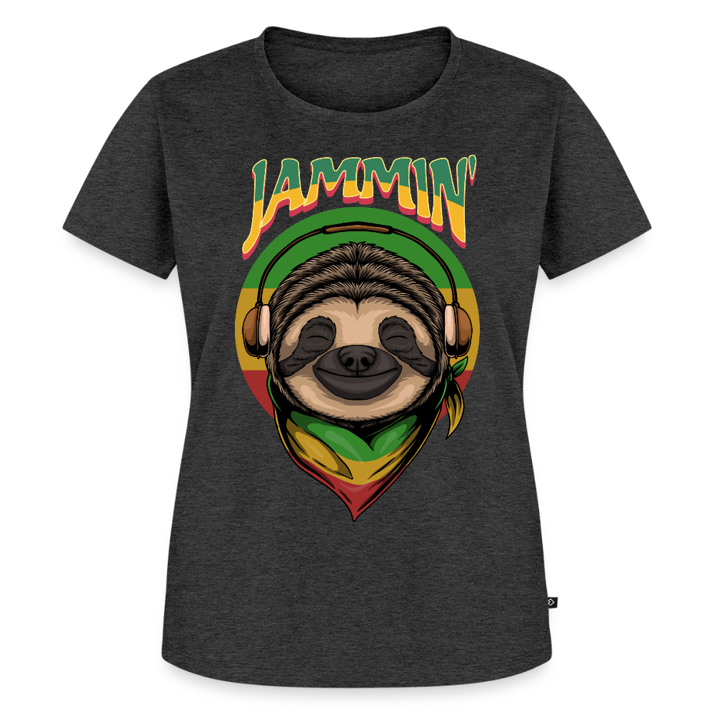 Jammin' Reggae Sloth Ladies T-Shirt - heather anthracite