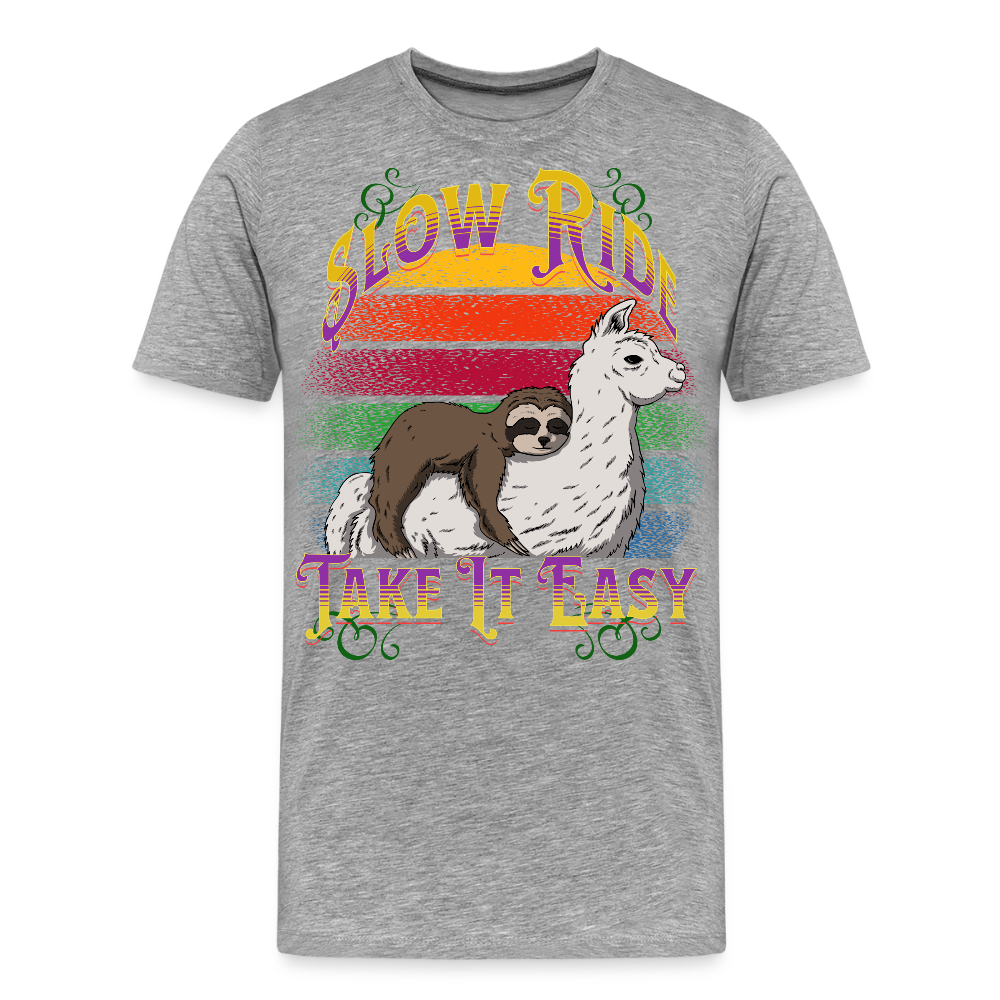 Slow Ride Sloth & Llama T-Shirt - heather gray