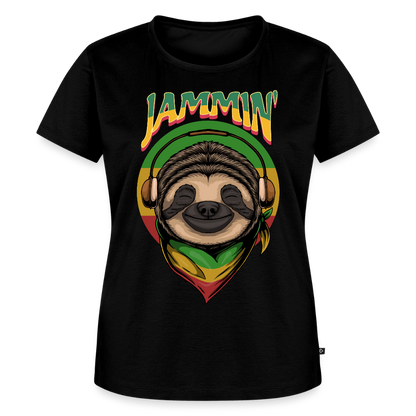 Jammin' Reggae Sloth Ladies T-Shirt - black
