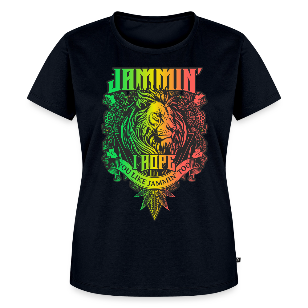 Jammin' Reggae Lion Ladies T-Shirt - navy