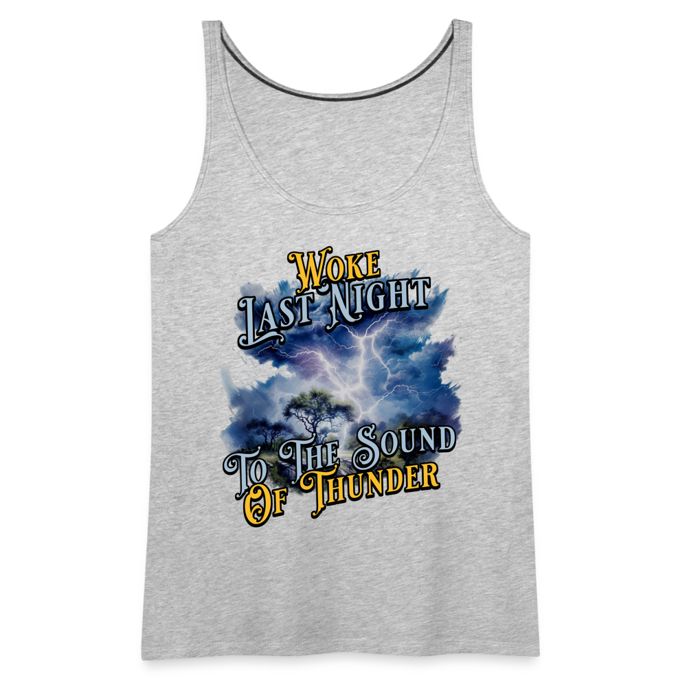 Woke Last Night Ladies Tank Top - heather gray
