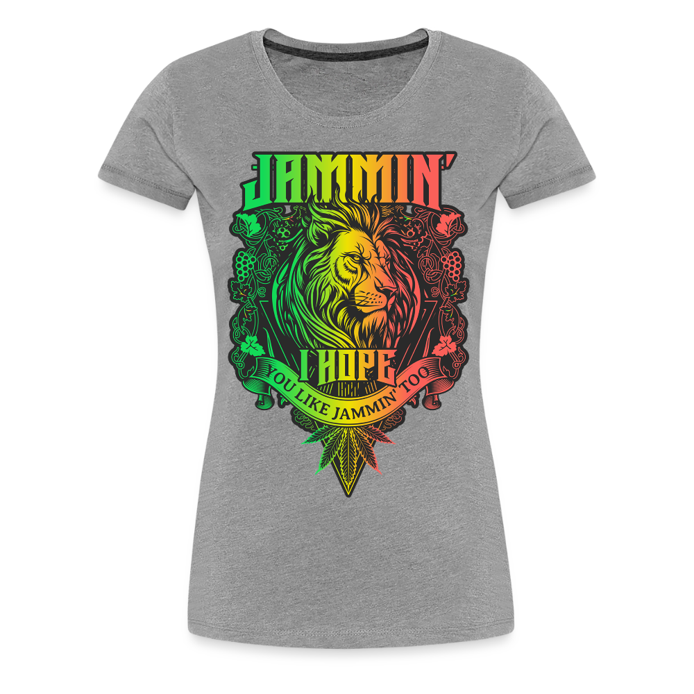 Jammin' Reggae Lion Ladies T-Shirt - heather gray