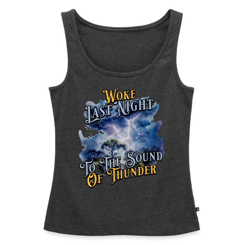 Woke Last Night Ladies Tank Top - heather anthracite