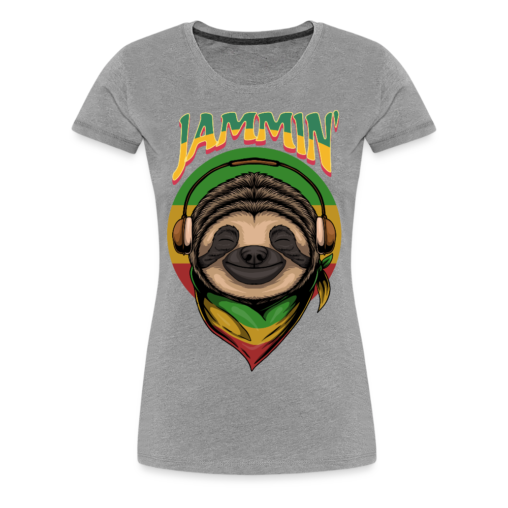 Jammin' Reggae Sloth Ladies T-Shirt - heather gray