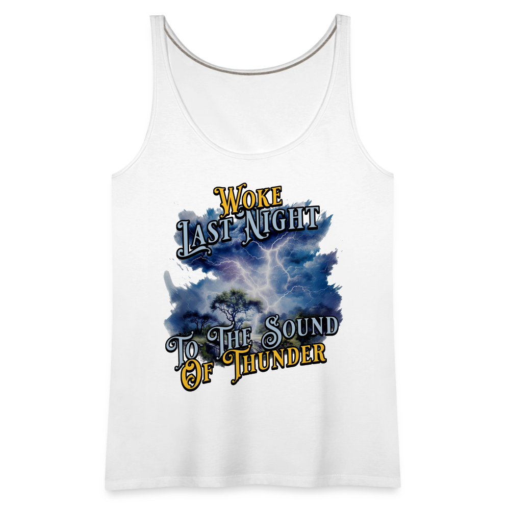 Woke Last Night Ladies Tank Top - white