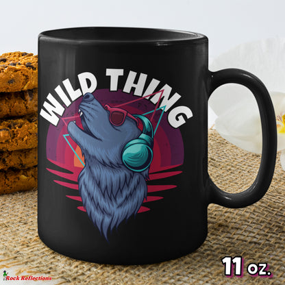 Wild Thing Howling Wolf Black Mug CustomCat