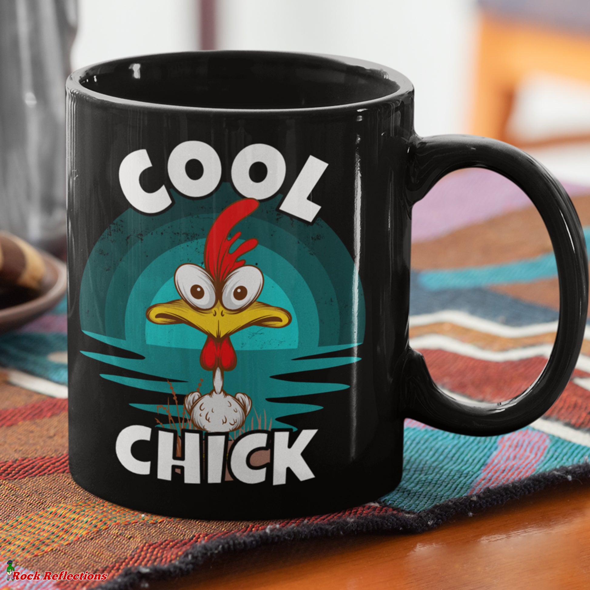 Cool Chick Funny Chicken Black Mug CustomCat