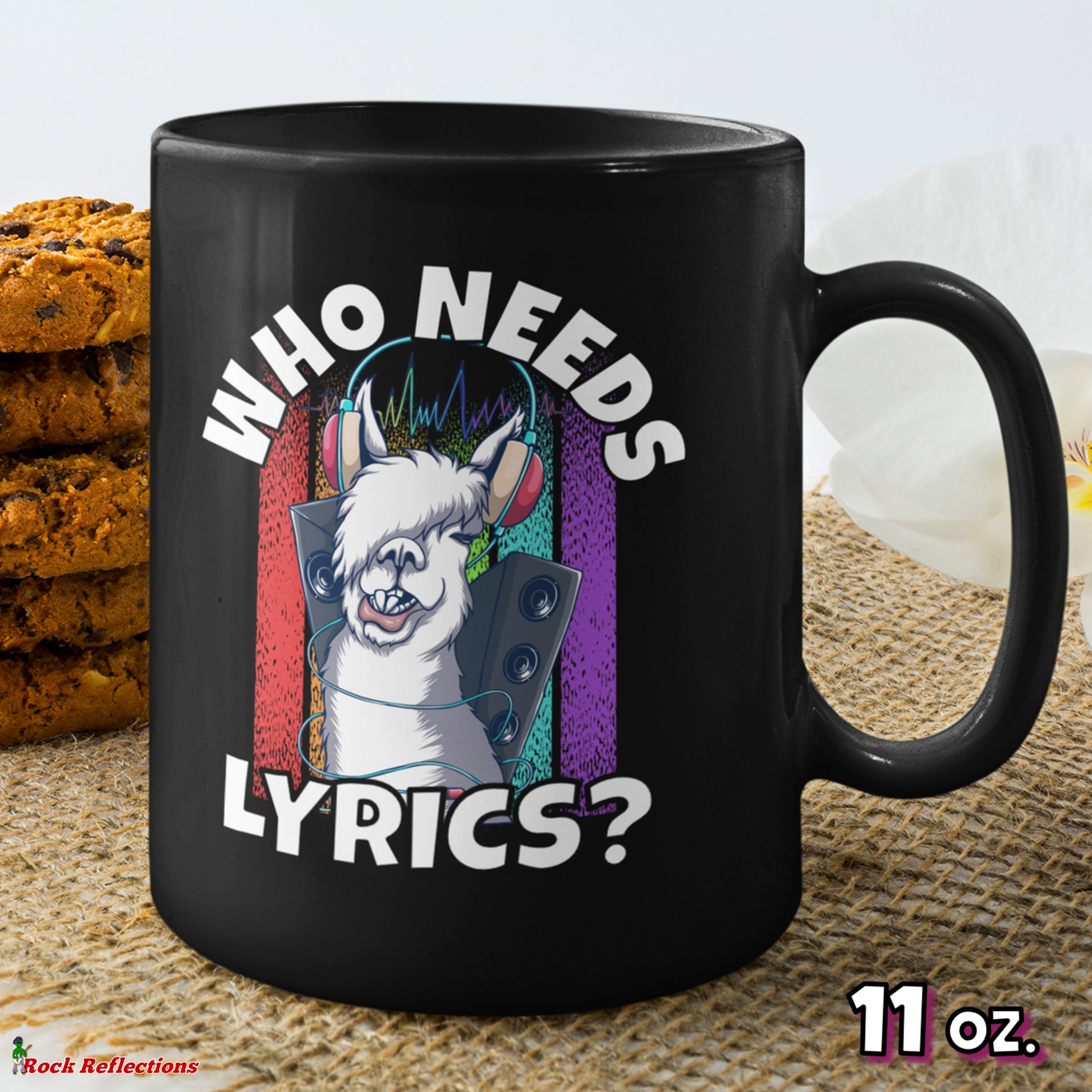 Singing Llama Who Needs Lyrics Black Mug CustomCat
