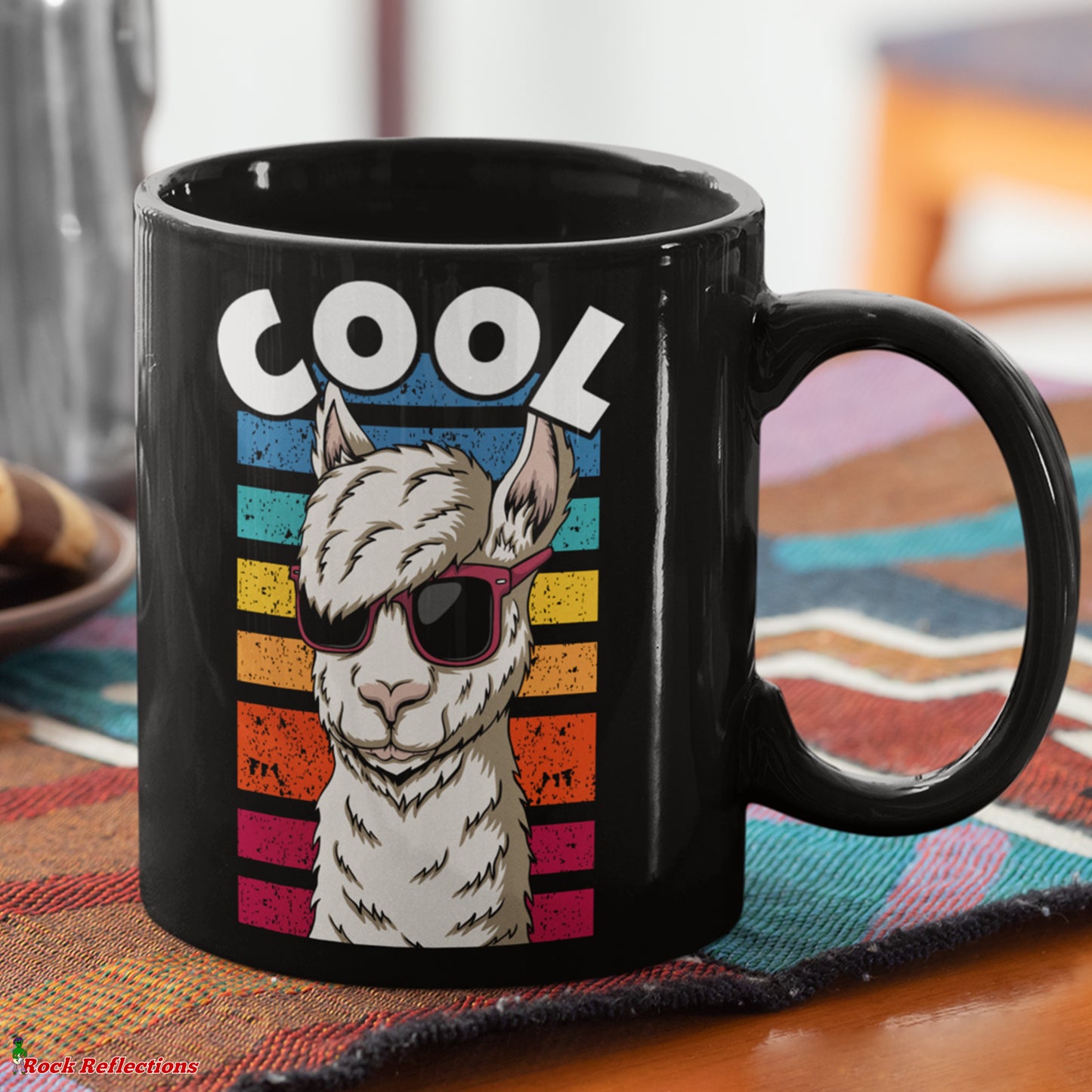 Cool Llama In Sunglasses Black Mug CustomCat
