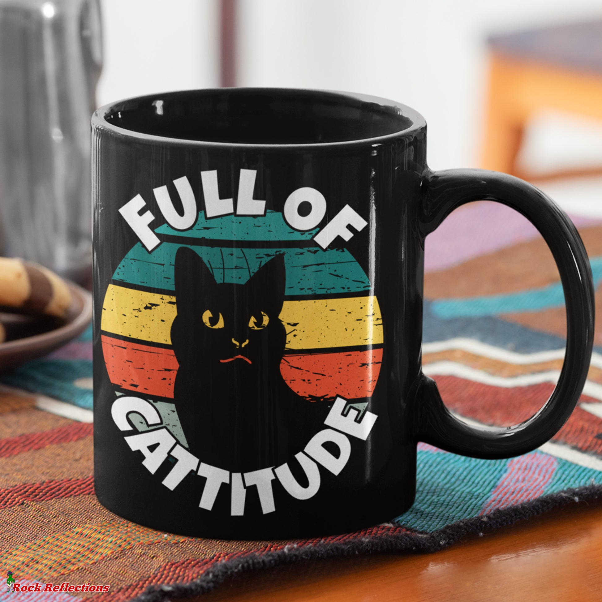 Full Of Cattitude Black Mug CustomCat