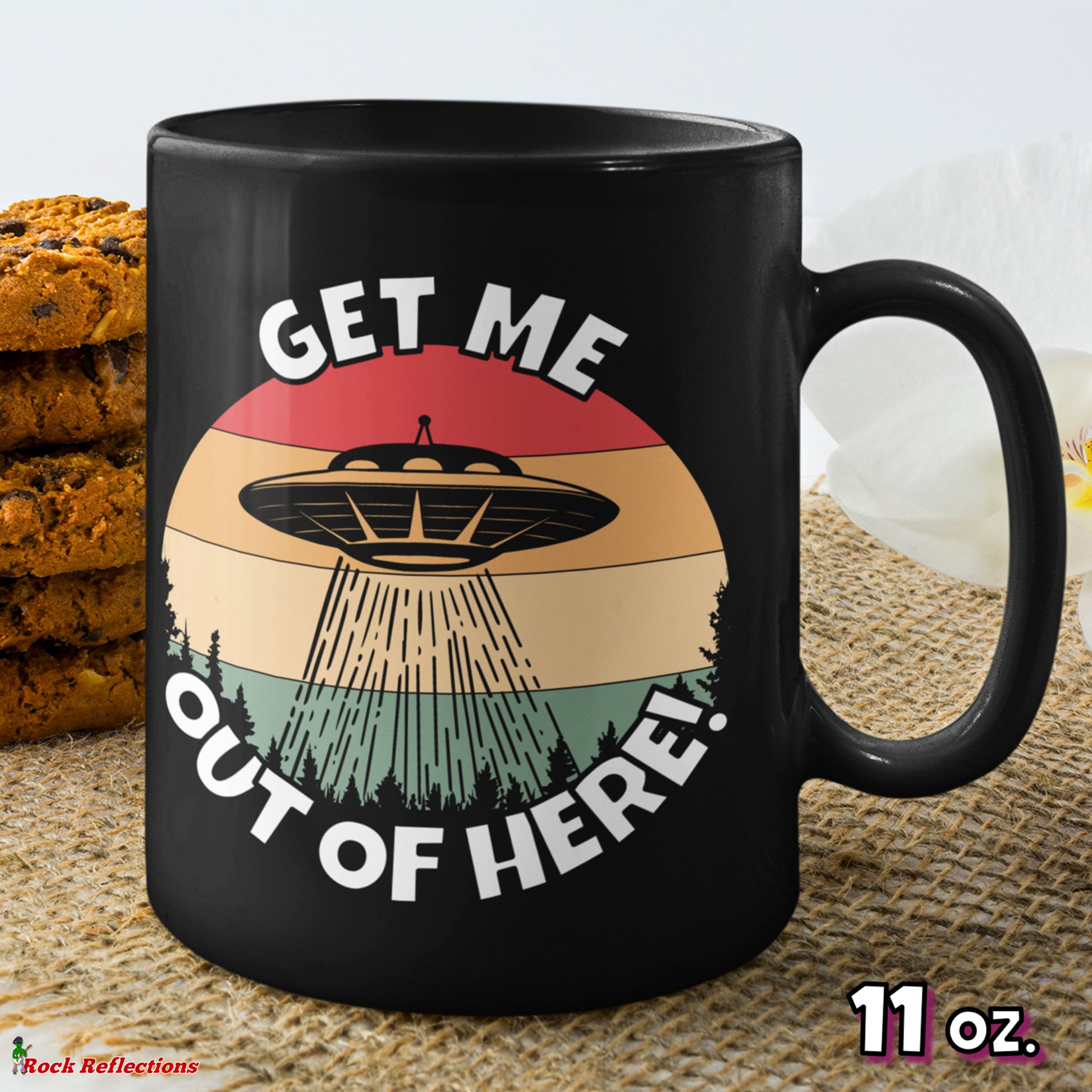 UFO Get Me Out Of Here! Black Mug CustomCat