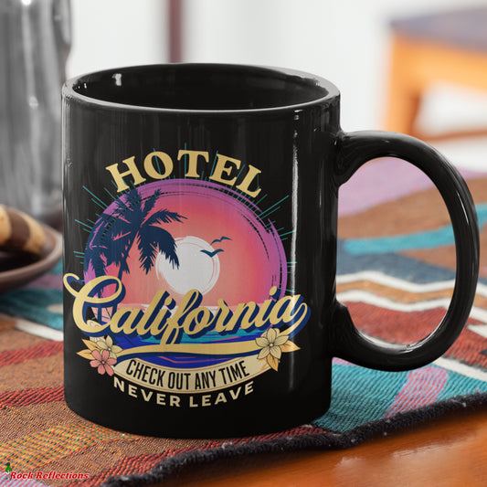 Hotel California Sunset Black Mug CustomCat