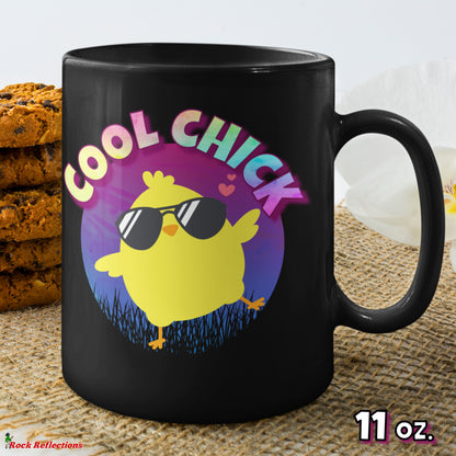 Cool Chick with Shades Black Mug CustomCat