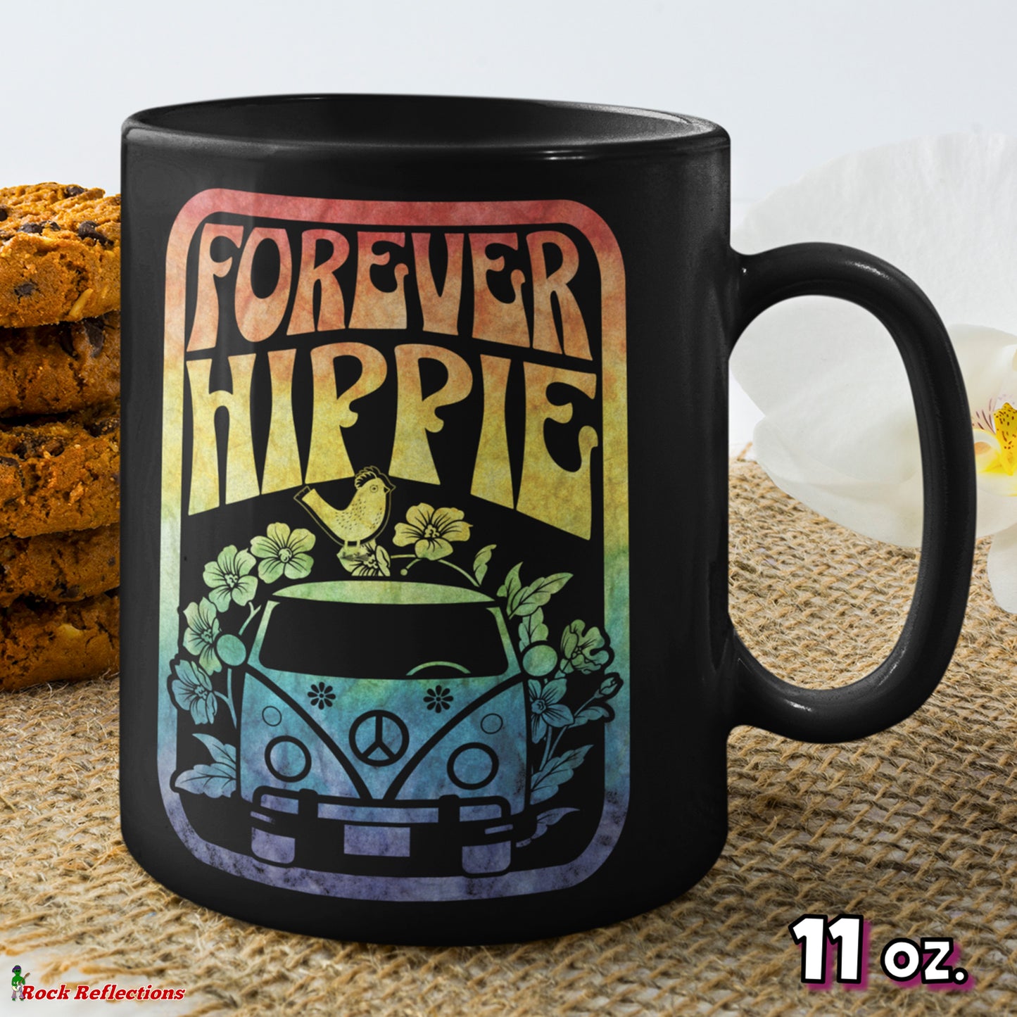 Forever Hippie Black Mug CustomCat