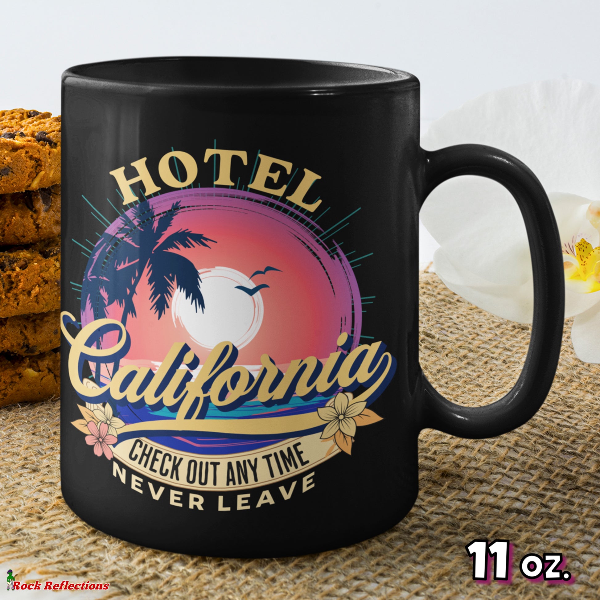 Hotel California Sunset Black Mug CustomCat