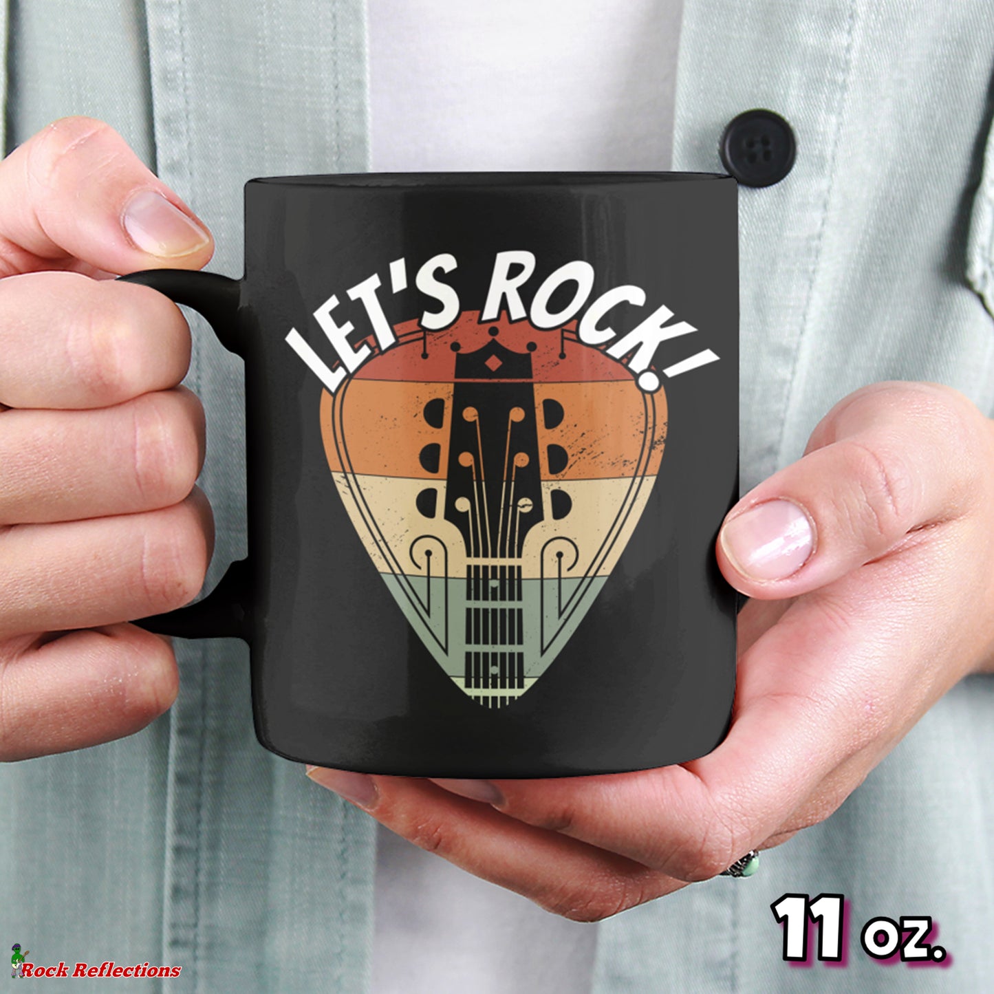 Let's Rock Guitar Black Mug CustomCat