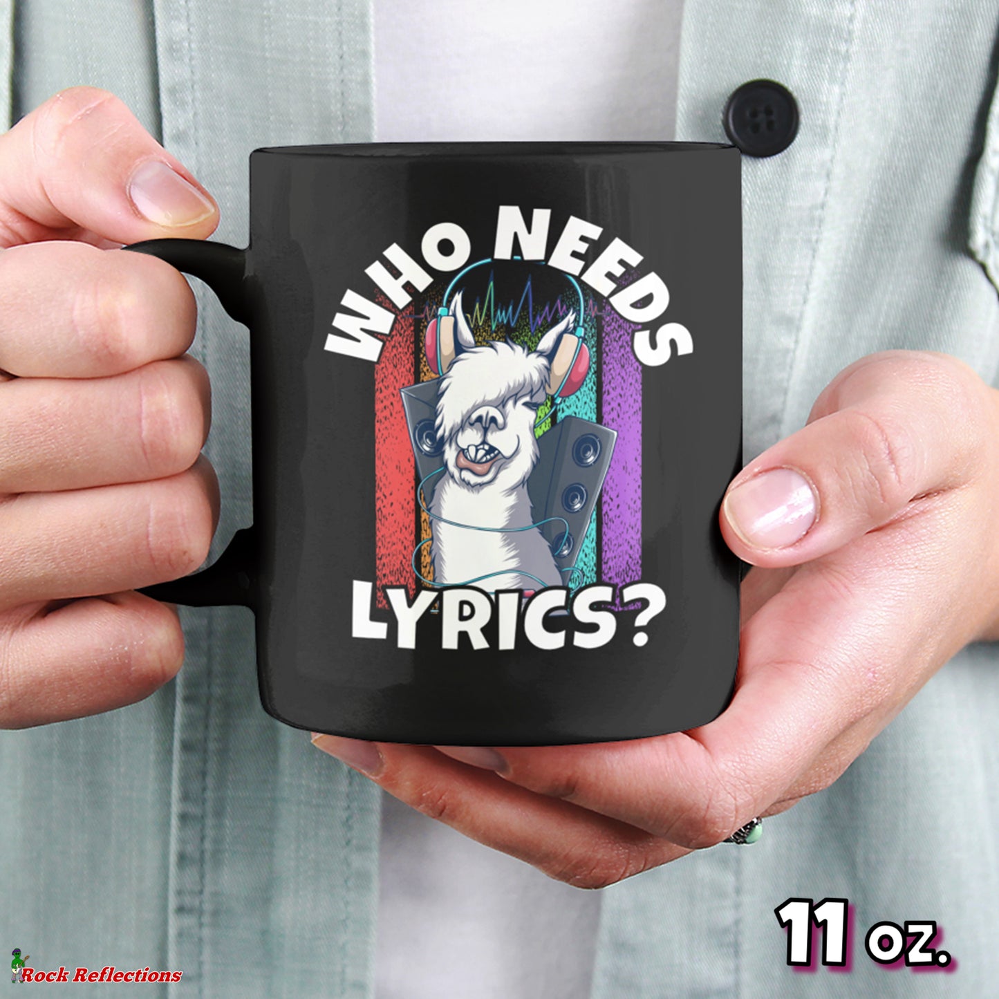 Singing Llama Who Needs Lyrics Black Mug CustomCat