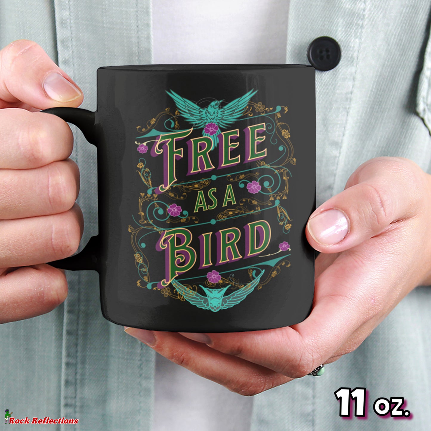 Free As A Bird Black Mug CustomCat