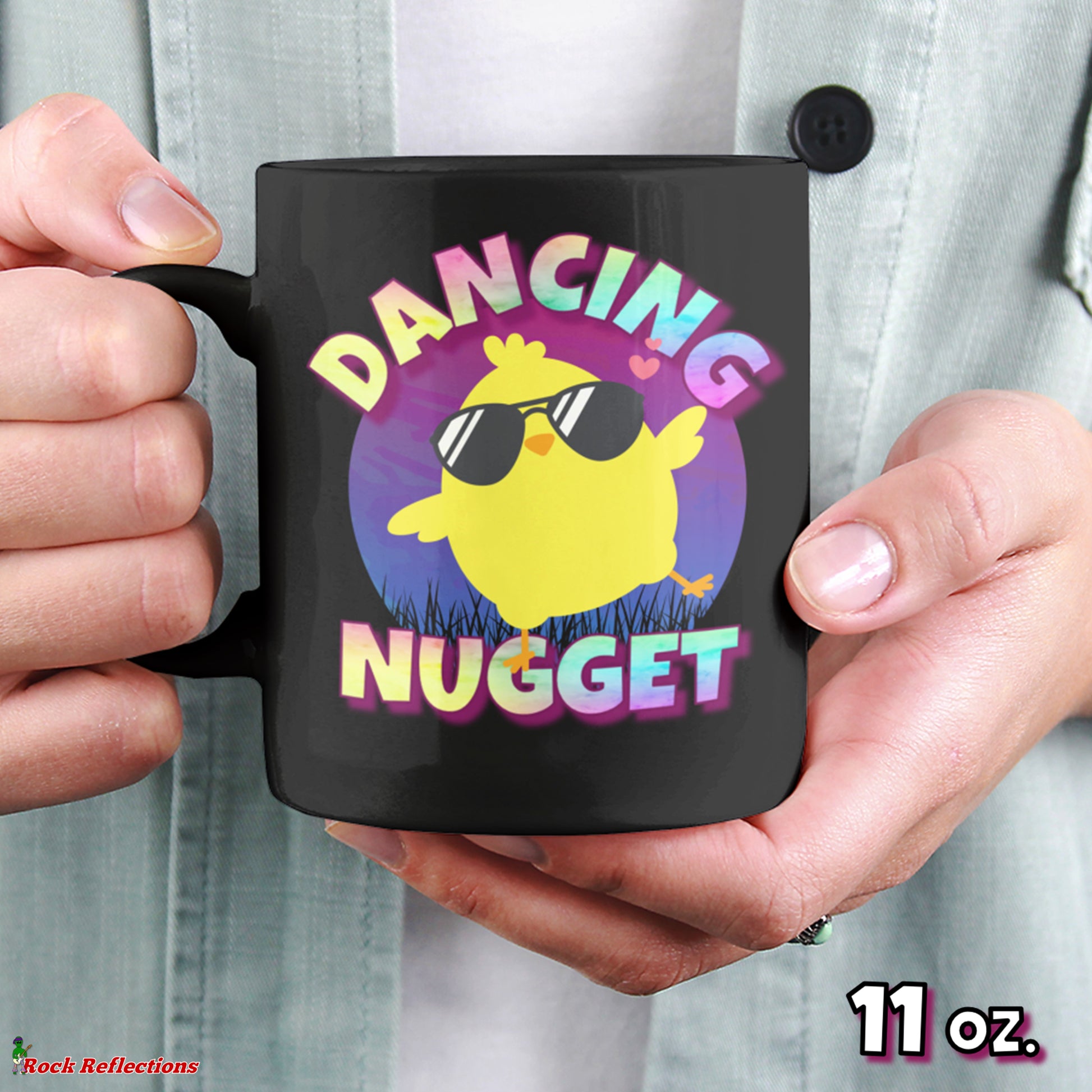 Cool Chick 'Dancing Nugget' Black Mug CustomCat