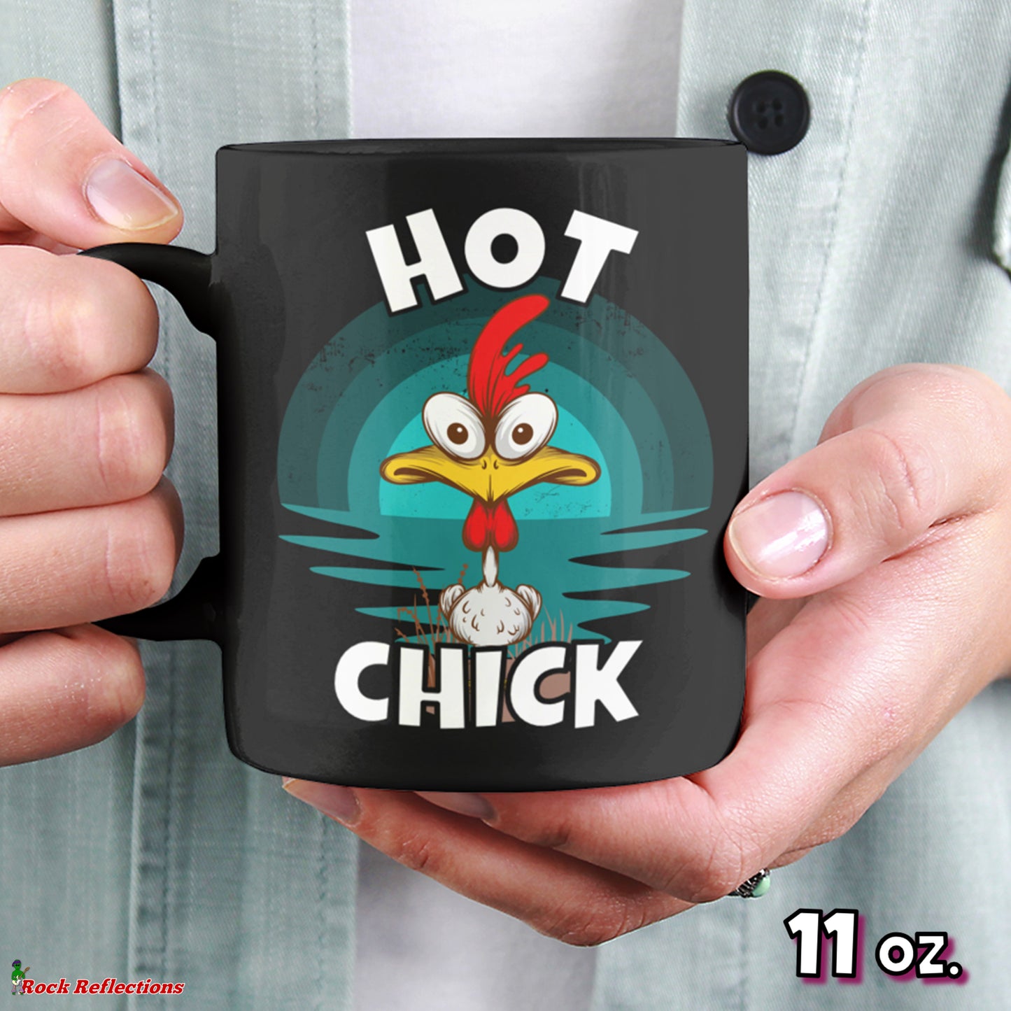 Hot Chick Funny Chicken Black Mug CustomCat