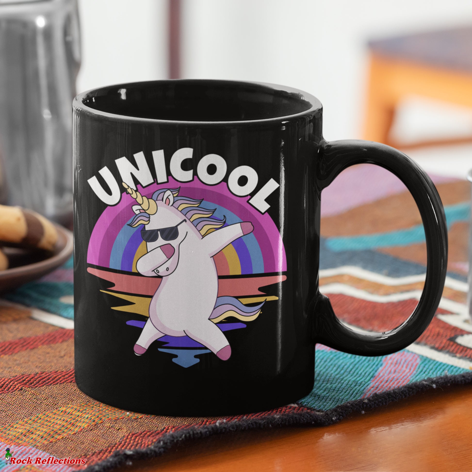 Unicool Dabbing Unicorn Black Mug CustomCat