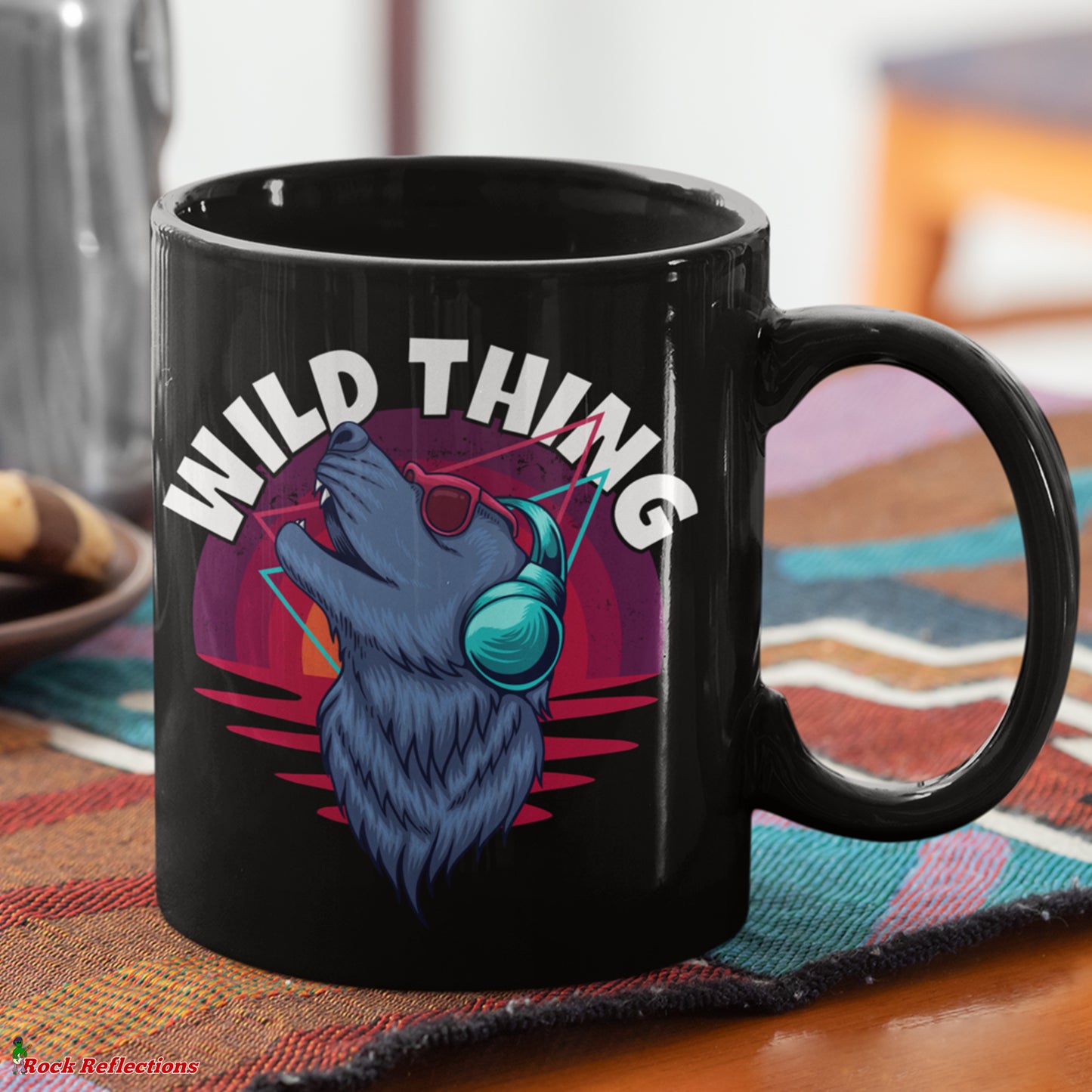 Wild Thing Howling Wolf Black Mug CustomCat