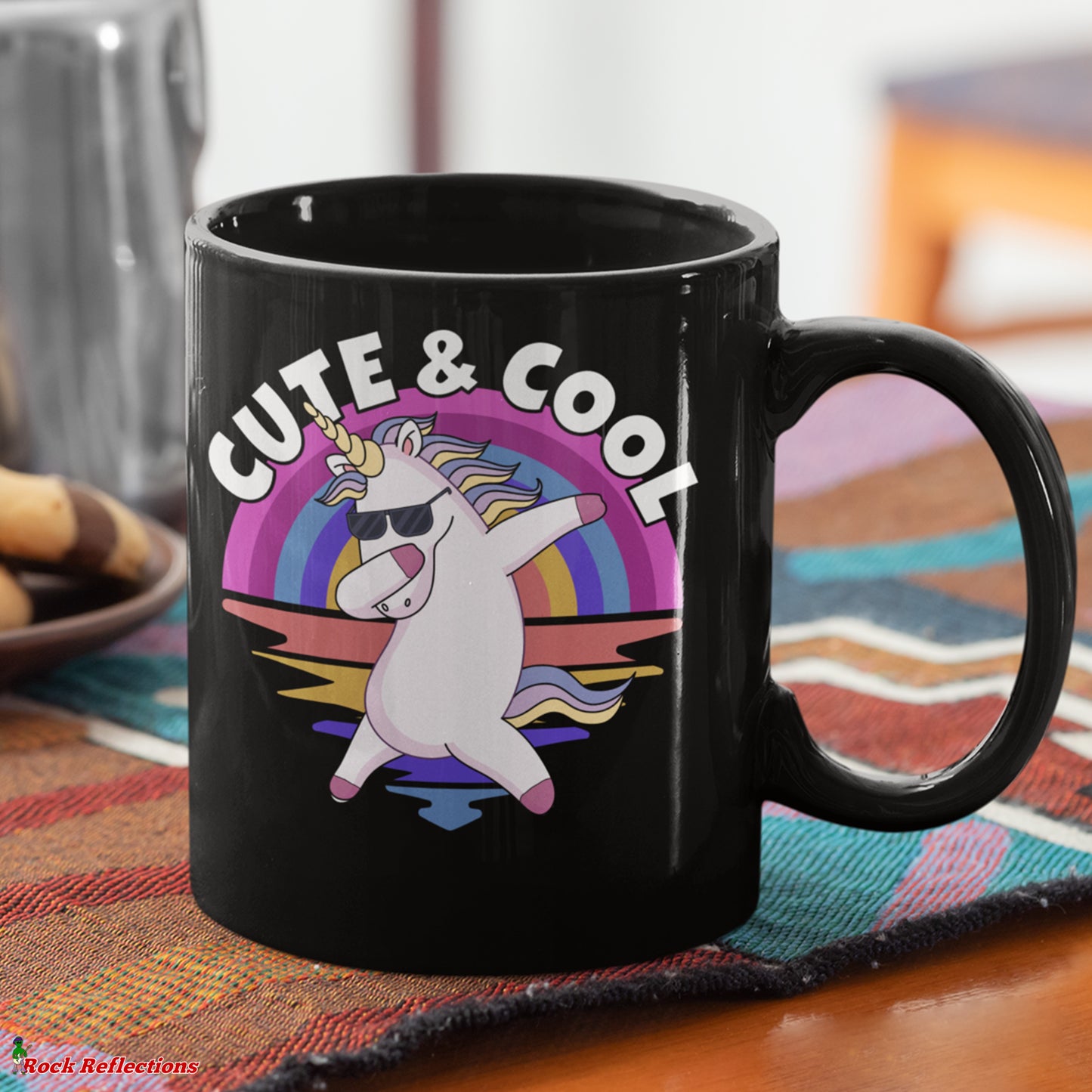 Cute & Cool Unicorn Black Mug CustomCat