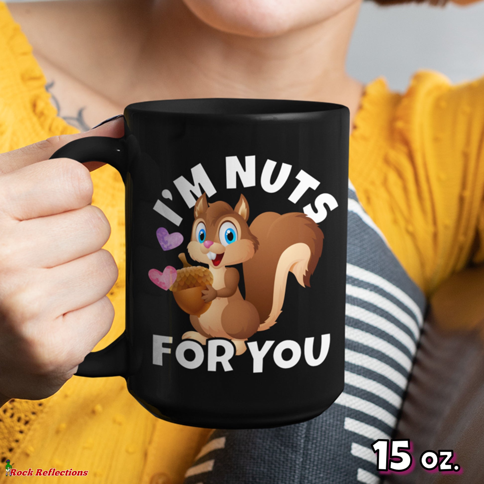 Nuts For You Squirrel Black Mug CustomCat