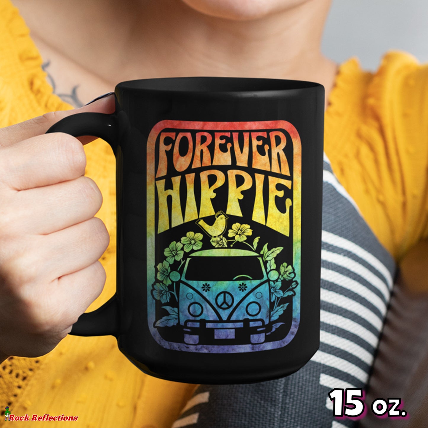 Forever Hippie Black Mug CustomCat