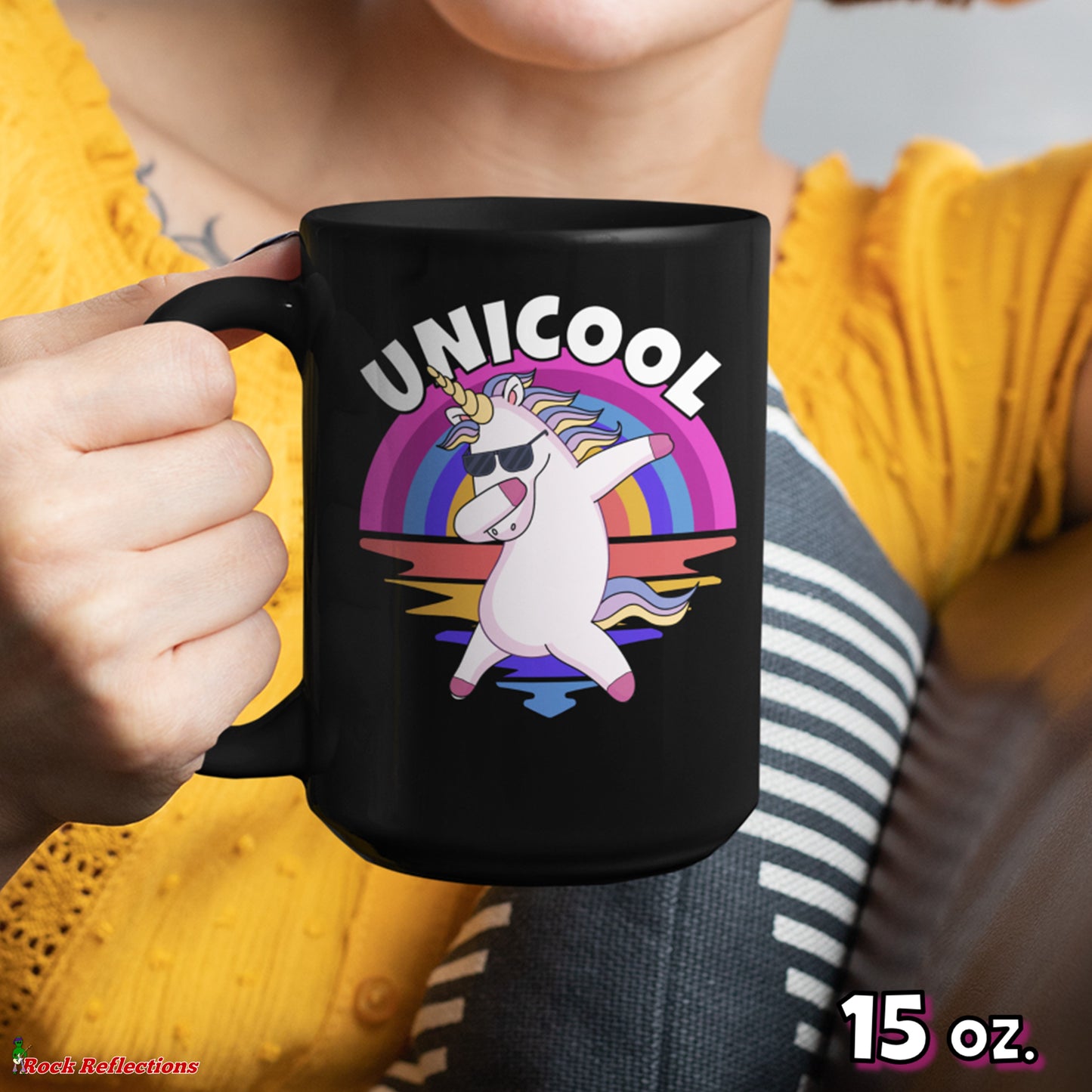 Unicool Dabbing Unicorn Black Mug CustomCat