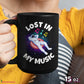 Astronaut Lost In My Music Black Mug CustomCat