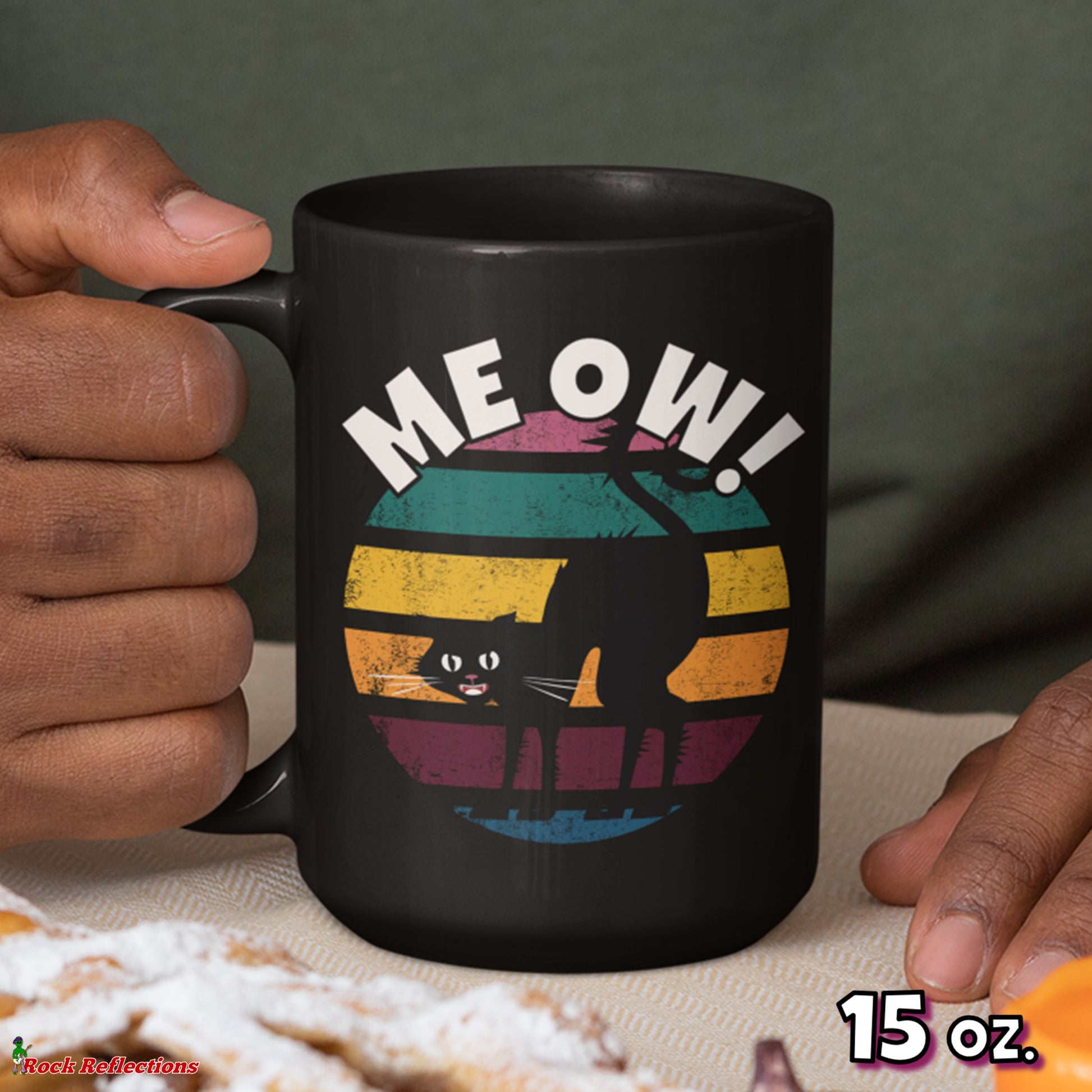 Me Ow! Black Cat Black Mug CustomCat