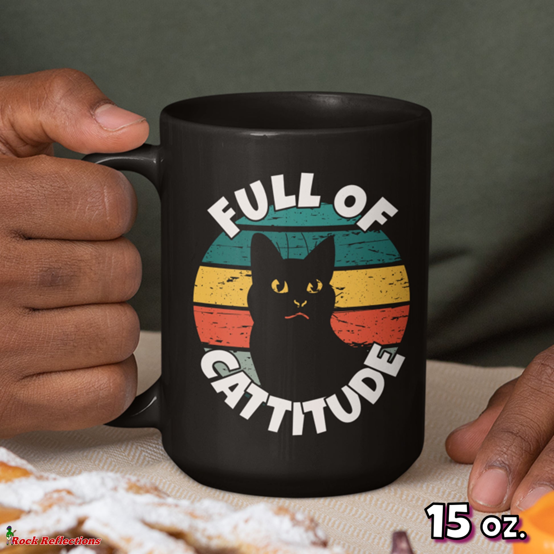 Full Of Cattitude Black Mug CustomCat