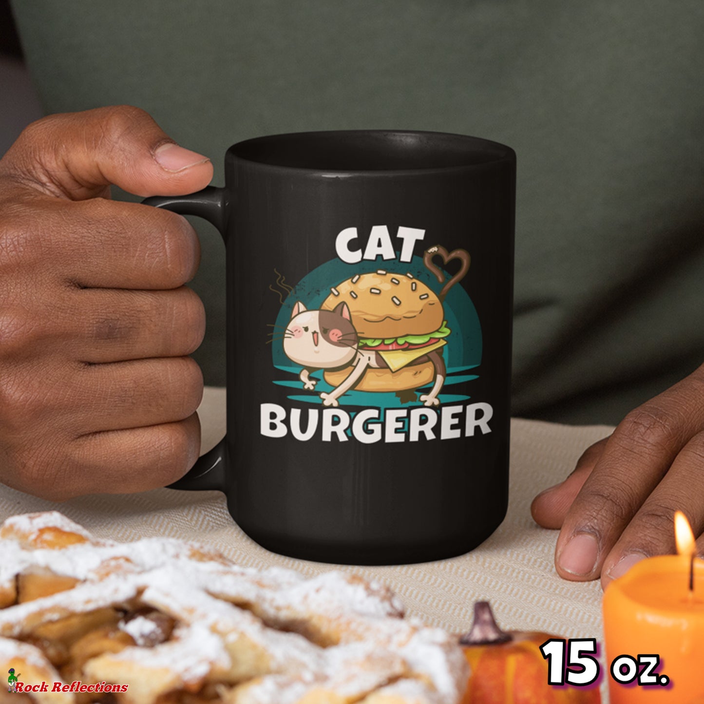 Cat Burgerer Black Mug CustomCat