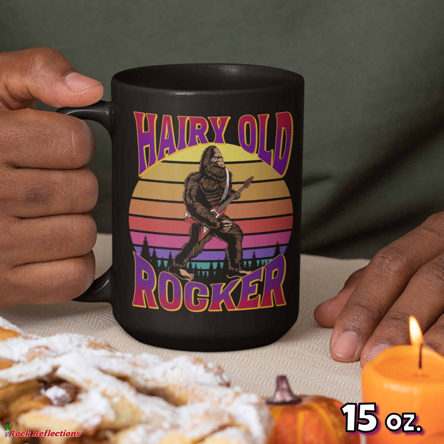 Bigfoot Hairy Old Rocker Black Mug CustomCat