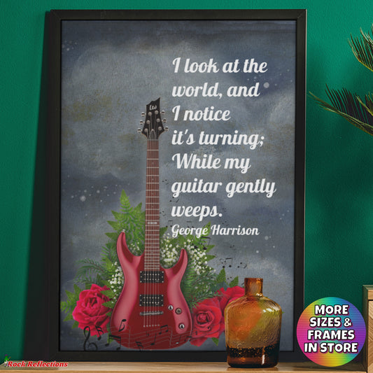 While My Guitar Gently Weeps - Music Quote Framed Print Gelato
