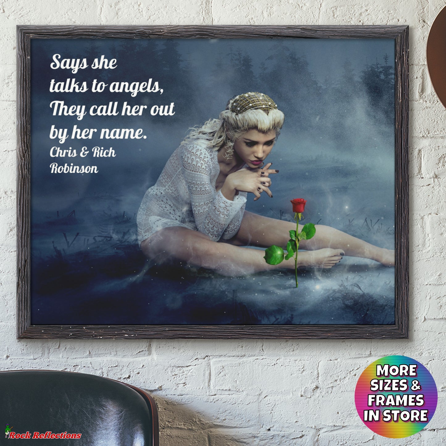 She Talks To Angels - Music Quote Framed Print Gelato