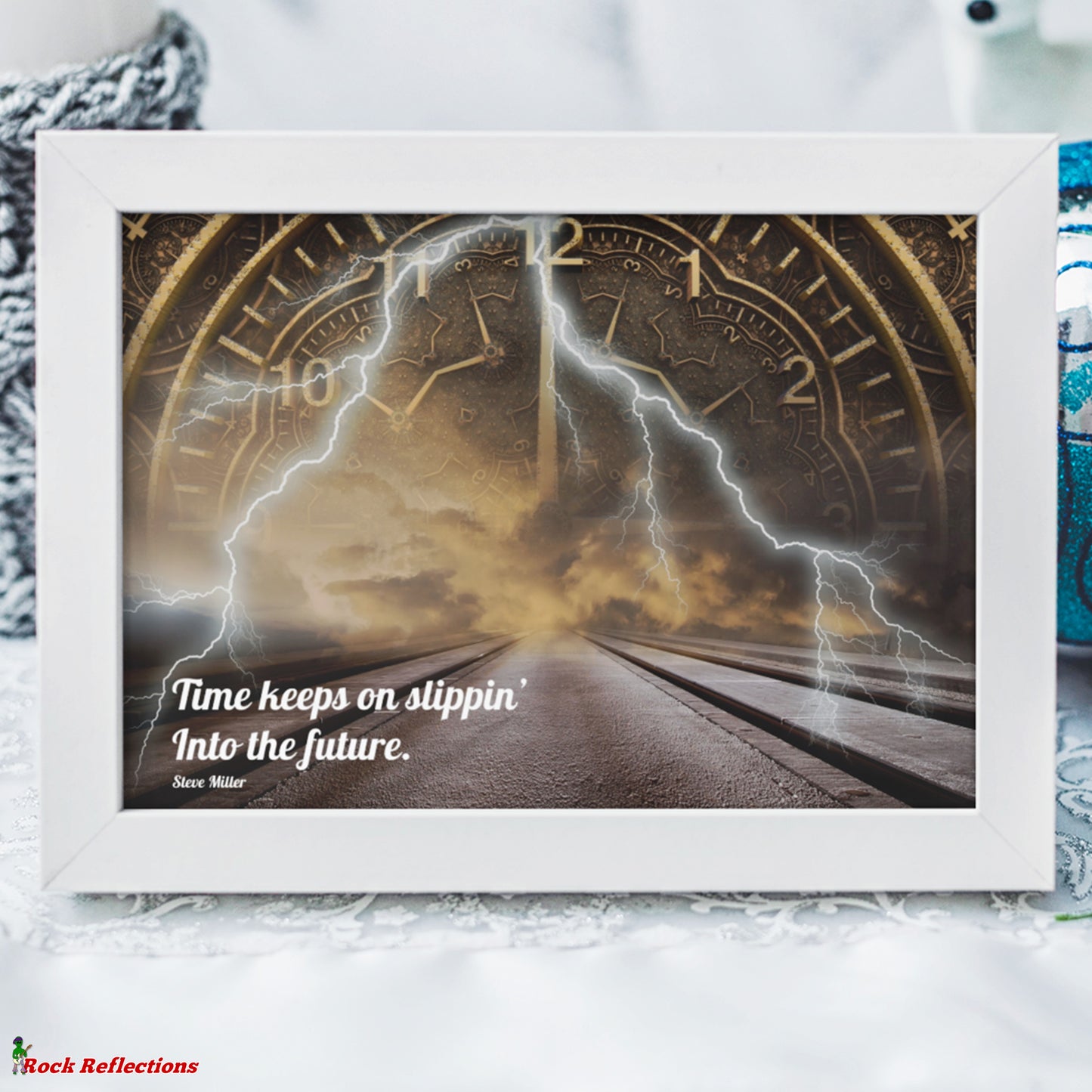 Time Keeps On Slippin' - Music Quote Framed Print Gelato
