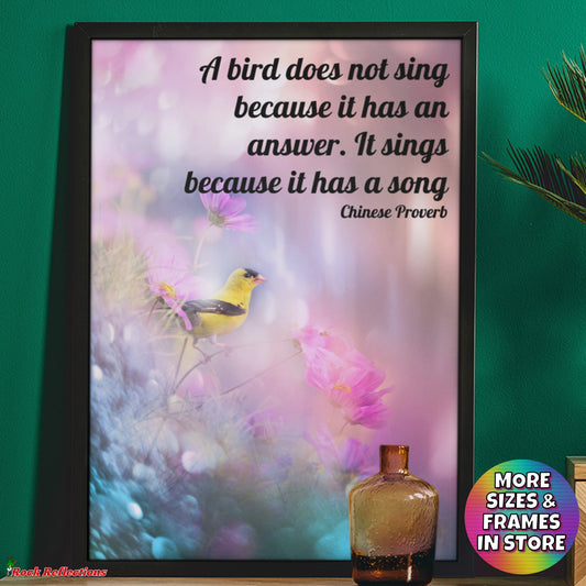 Bird Has A Song – Music Quote Framed Print Gelato