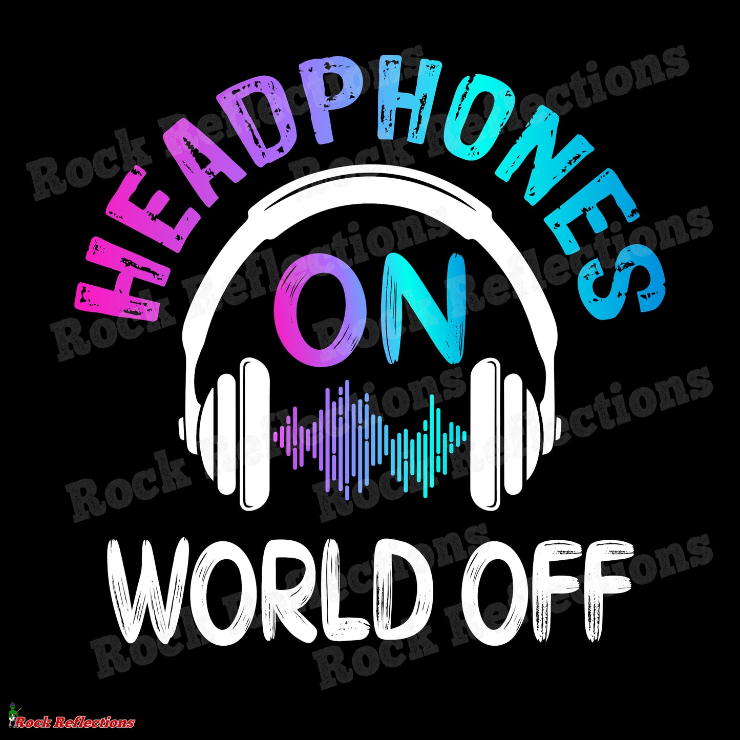Headphones On World Off Black Mug CustomCat