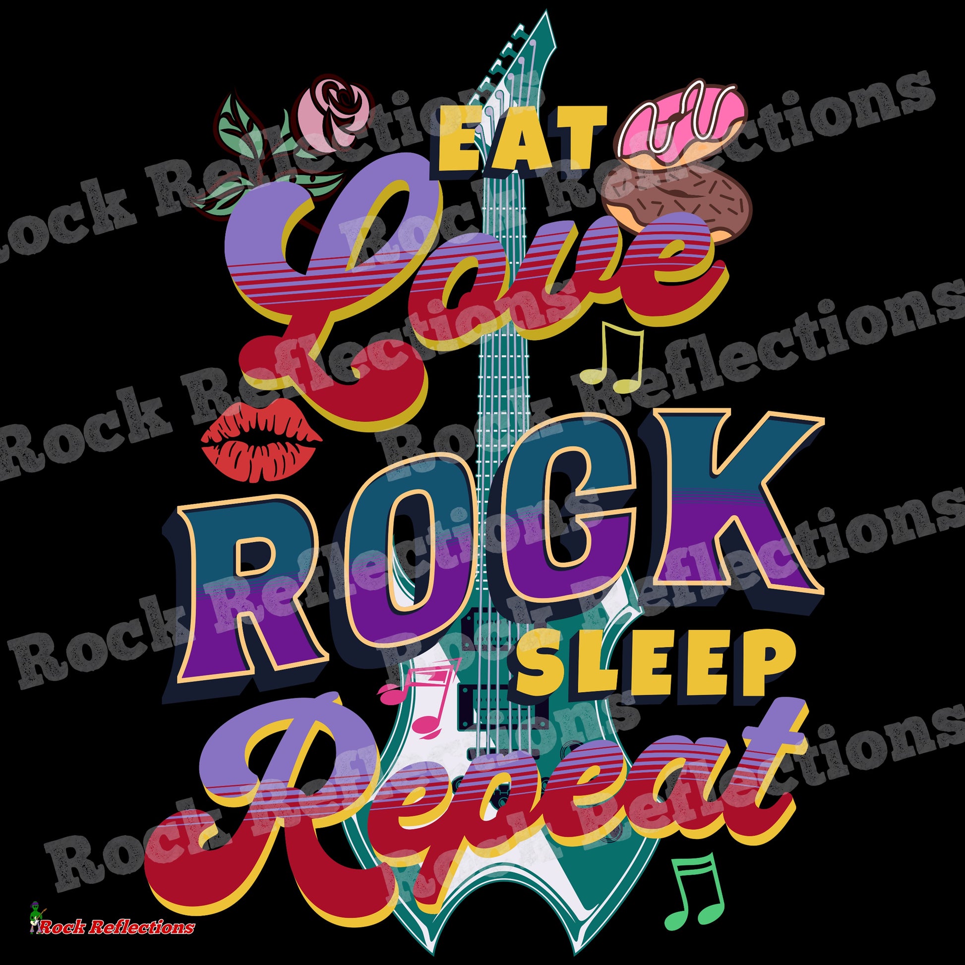 Eat Love Rock Sleep Repeat Black Mug CustomCat