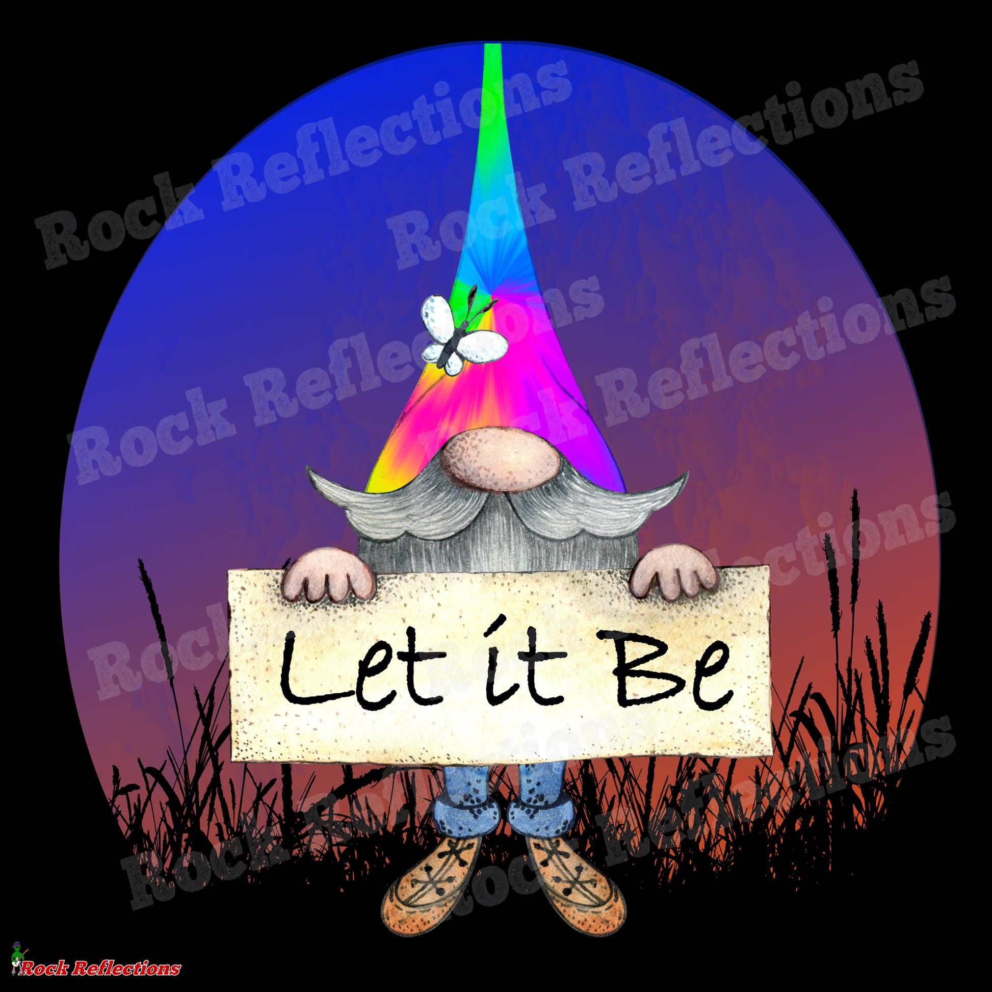 Hippie Gnome 'Let It Be' Black Mug CustomCat